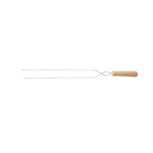 ESPETO DUPLO PARA CHURRASCO COM CABO DE MADEIRA